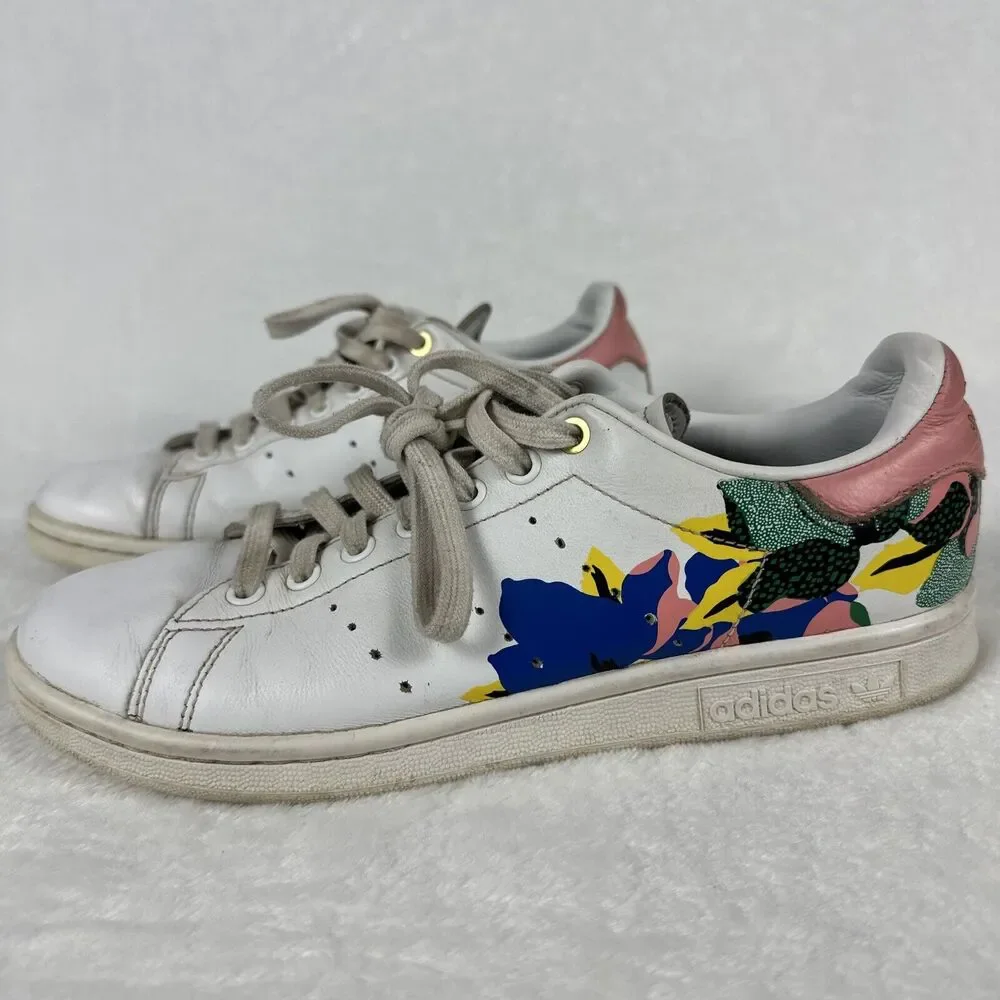 Size 8.5 Adidas Her Studio London x Stan Smith Floral Burst White Sneakers Shoes